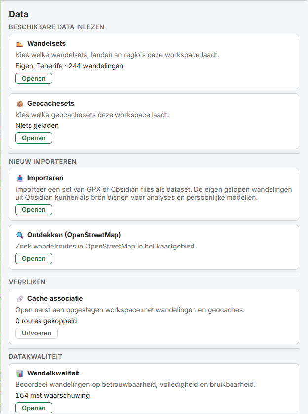 Het tabblad Data