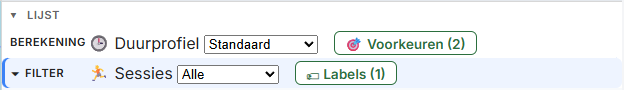 De opengeklapte filterrij met Berekening en Filter